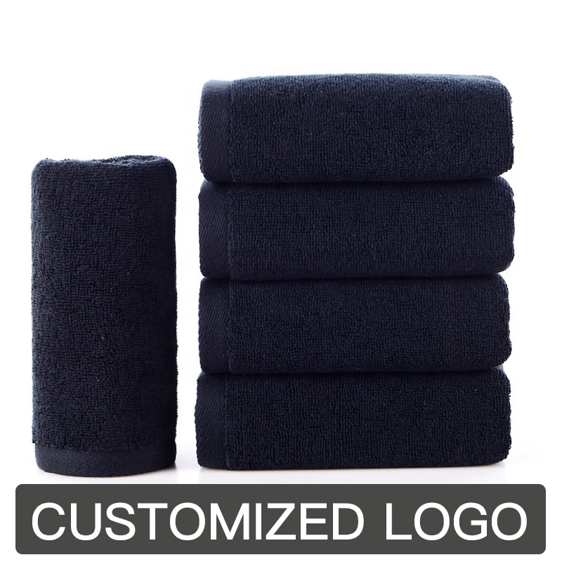 

Cotton Black bath Towel Hand Towel Free Design Customized LOGO Makeup Nail Salon SPA Embroidered Name 70x140cm White Bath Towel