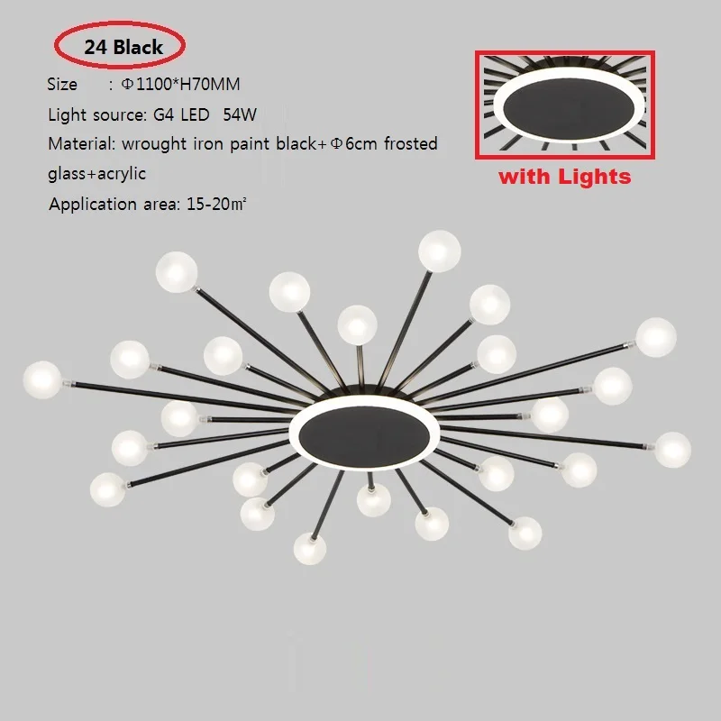 

Потолочная люстра meigheiath, 18/24/30 голов, G4, черный/золотой, холодный/теплый белый свет