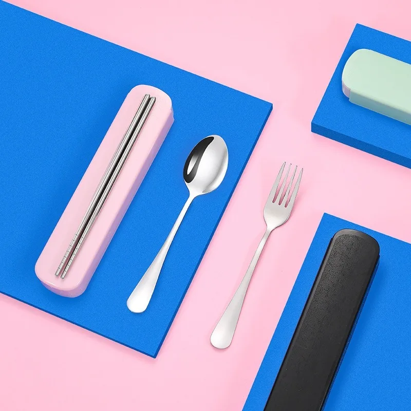 Набор столовых приборов из нержавеющей стали портативный дорожный бокс вилка