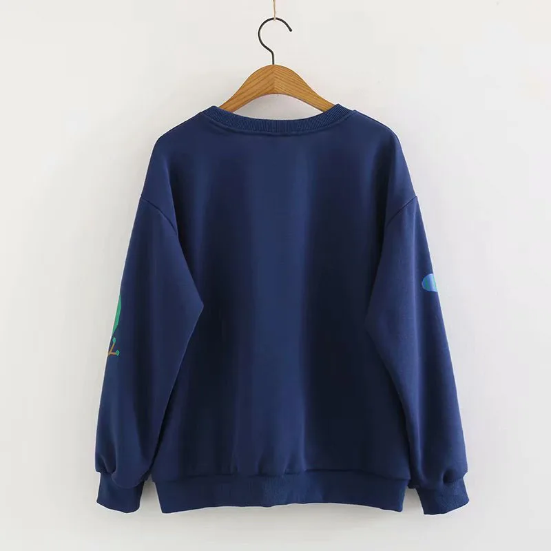 Элегантный студенческий женский мультфильм цветочные улитки толстовка