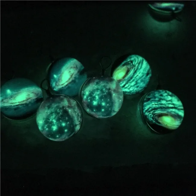 

Harajuku Star Cosmos Double-sided Glass Ball Night-light Pendant Necklace Fashion Jewelry Pure Handmade Necklace Initial Charms