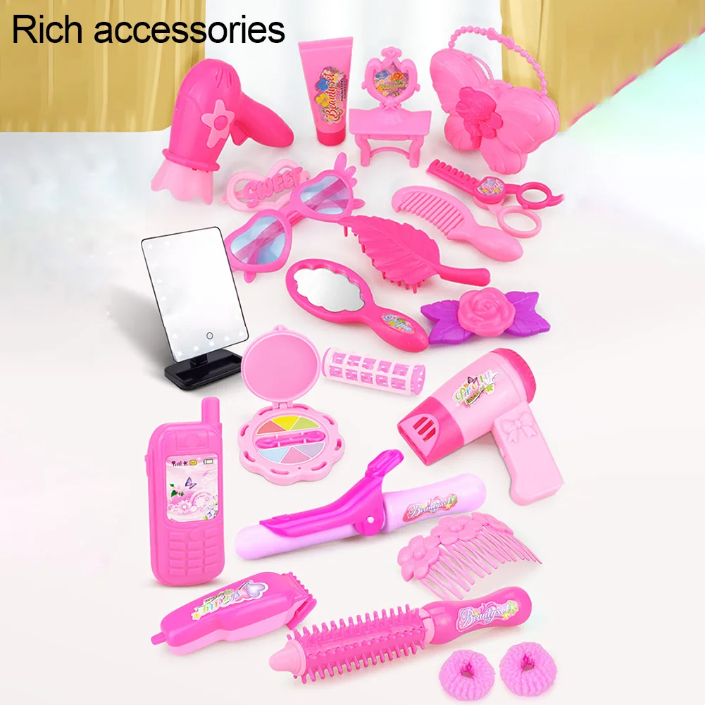 

25-32pcs Girl Simulation Makeup Toy Set 3-7 Years Old Play House Pretend Game Princess Party Makeup Plastic Toy dependable