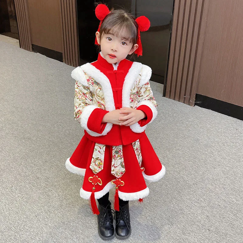 Новый плотный костюм Тан для девочек на осень и зиму платье принцессы в китайском
