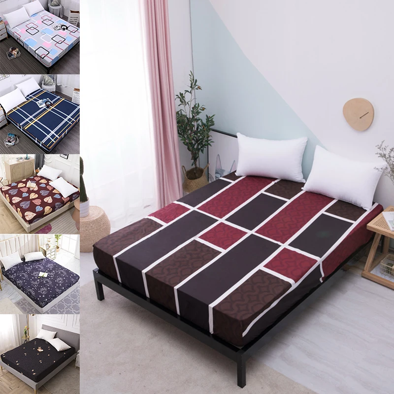 

Новинка 2021, чехол на матрас с принтом, водонепроницаемое защитное покрытие для матраса, натяжная простыня, разделенное постельное белье с р...