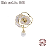 fashion jewelry natural shell luxury camellia brooch temperament pearl china pin suit coat womens brooch high quality
