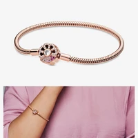 2020 new 925 sterling silver bracelet rose gold pink fan button bracelet fit european charm bracelets women jewelry