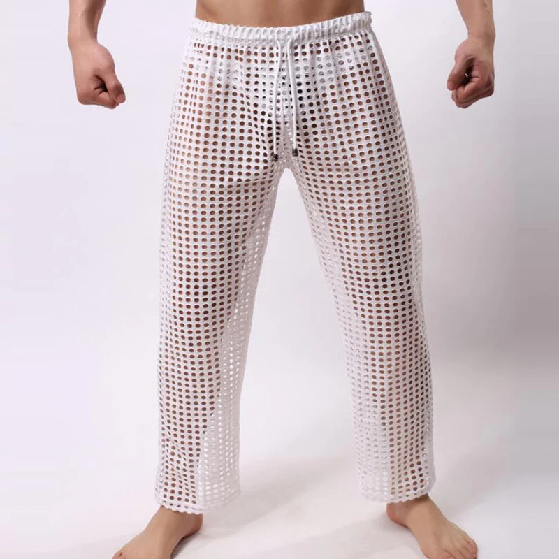 Мужские прозрачные пижамные штаны дышащие сетчатые для сна Гей Нижнее