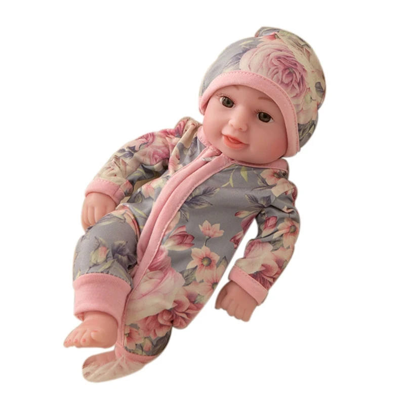 

New 10.6inch Silicone Real Baby Girl Lifelike Educational Interactive Doll Body Silicone Vinyl Doll Soft Body Colorful Dress