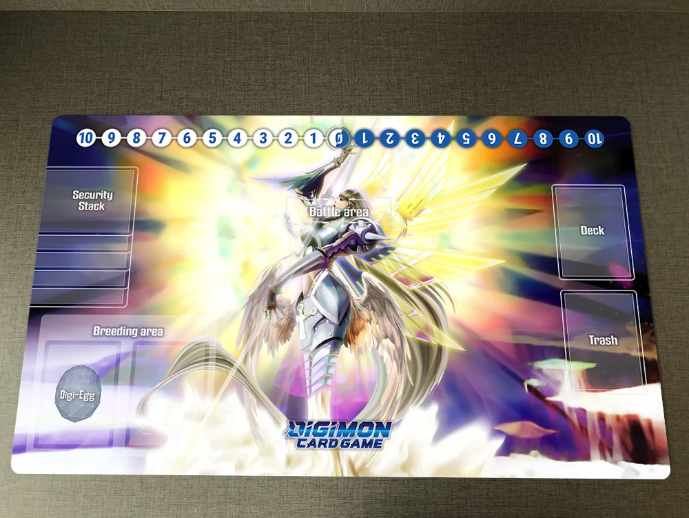 

Anime DTCG Duel Playmat Digimon Ophanimon Trading Card Game Mat TCG CCG Mat Free Bag & Zones Mousepad Anti-slip Rubber Desk Pad