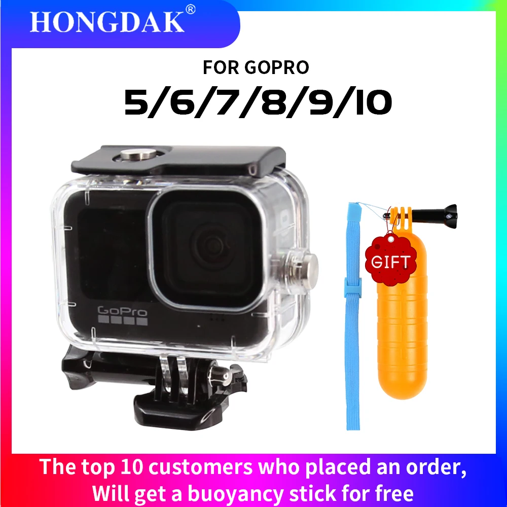 

Водонепроницаемый чехол 60 м для подводного вождения для Go Pro GoPro Hero 10 9 8 7 6 5, черный защитный чехол, аксессуары для экшн-камеры