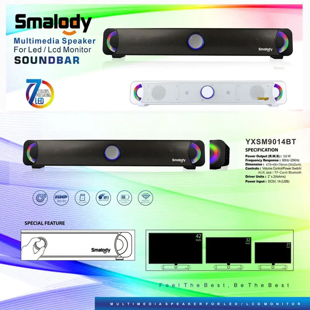 9014 светодиодный Беспроводной Bluetooth супер бас Динамик стерео Hi Fi звук 10 Вт