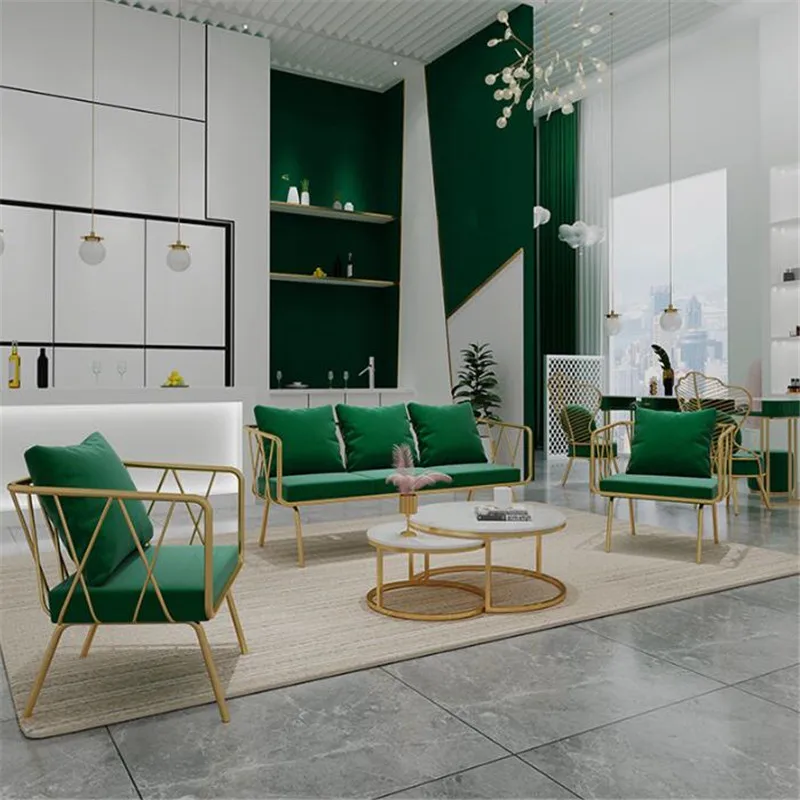 

Nordic Iron Art Coffee Table Sofa,Simple Nail Salon Beauty Salon Negotiation Table and Chair Sofa
