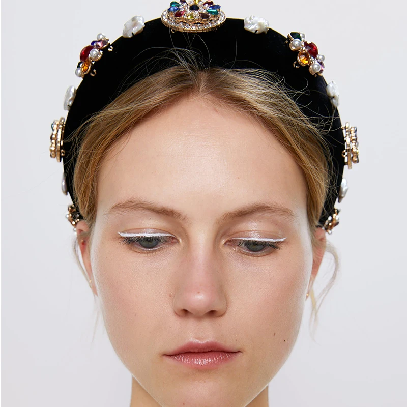 ZA брендовые Роскошные Этнические толстые губки широкие бархатные черные повязки