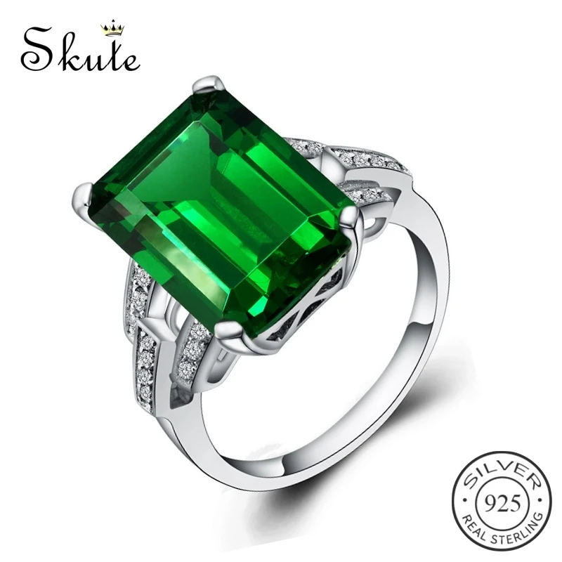 Skute 925 Серебро Мистик зеленый натуральный камень Обручальные кольца для женщин AAA