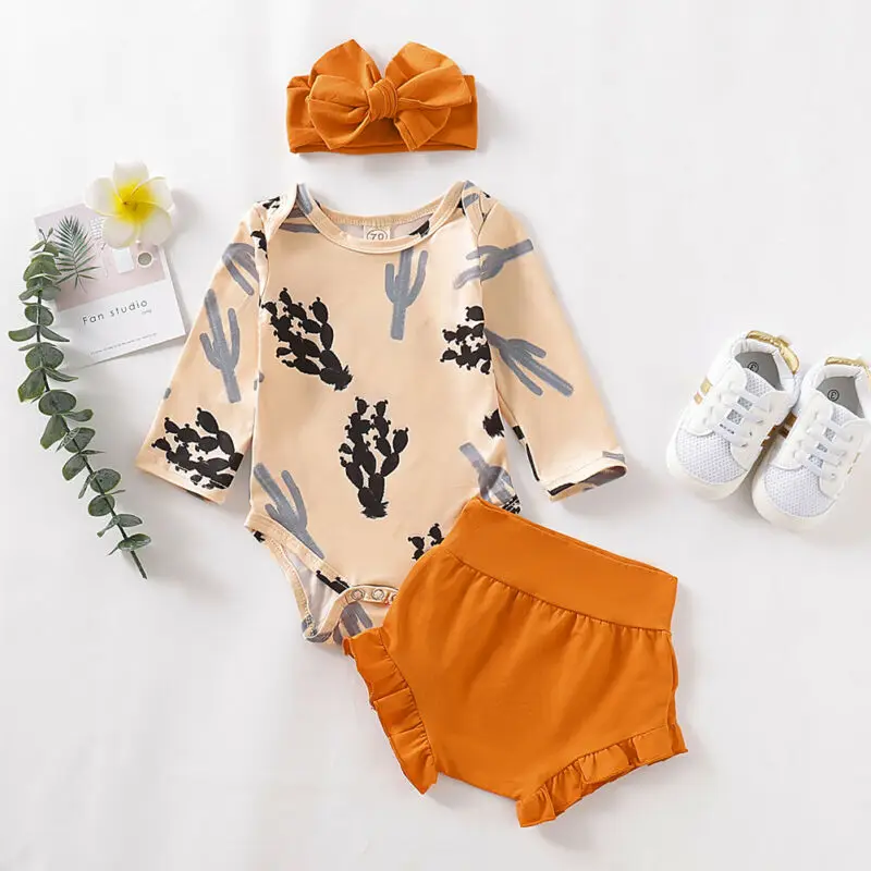 Комплект одежды из 3 предметов для новорожденных и маленьких девочек Футболка с