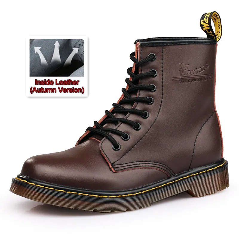 1460-brown Мужские ботинки; обувь из натуральной кожи; сезон осень-зима; мужские ботильоны в байкерском стиле; пара оксфордских туфель; женские ботинки; зимняя обувь унисекс - Цвет: 1460-brown