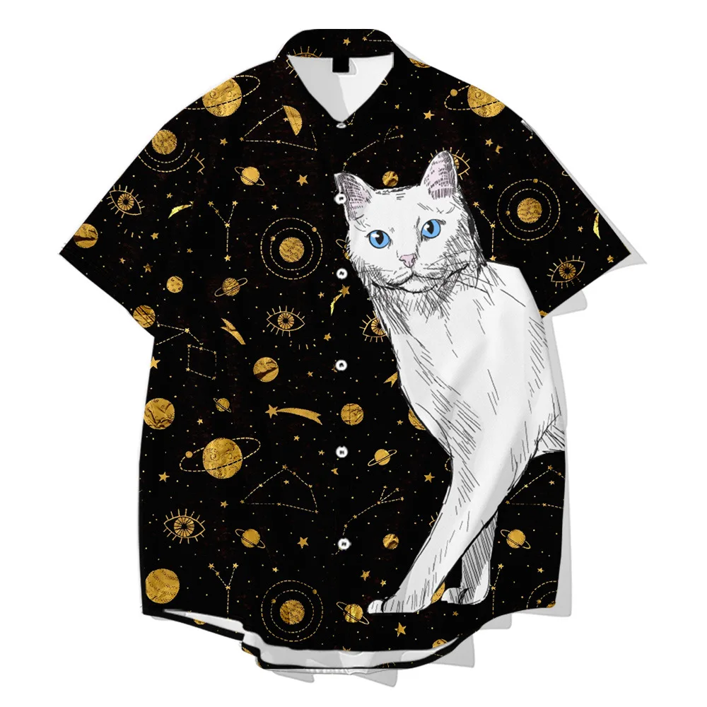 

Мужская Рубашка с коротким рукавом, Повседневная Свободная гавайская Рубашка с 3D-принтом, размера плюс пуха