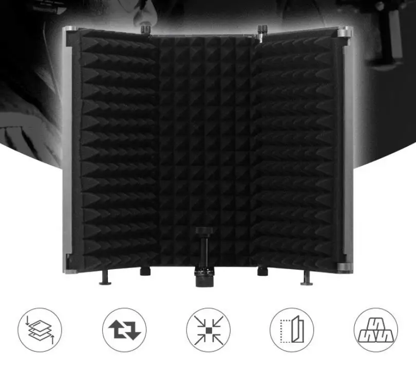 

Folding Studio Microphone Isolation Shield Recording Sound Absorber Foam Panel Soundproof Wall Stickers Sponge Studio Foam
