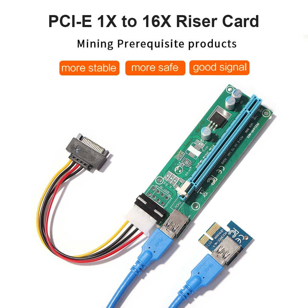 PCI-E Райзер-карта PCIE удлинитель позолоченный Штекерный разъем USB 3 0 SATA 4-контактный