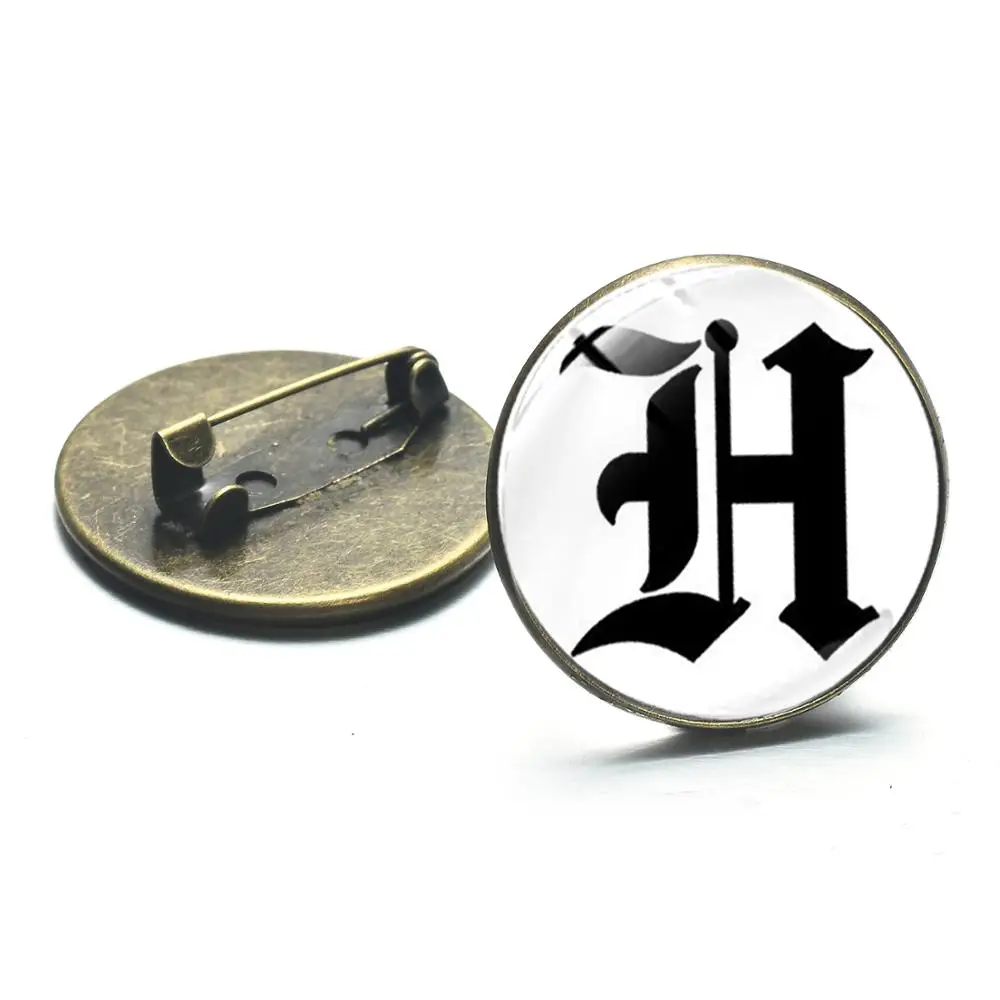 Азиатских Новая Коллекция старый английские буквы Броши A-Z Алфавит кабошоны