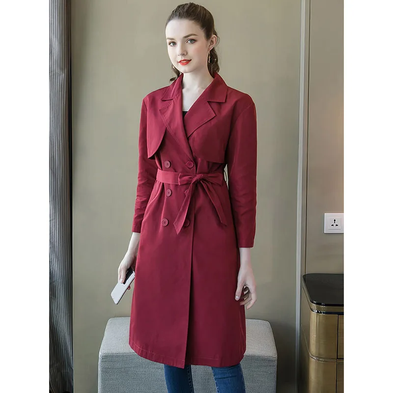 2020 spring new large size women's trench coat loose French niche temperament fashion mid-length windbreaker female A569