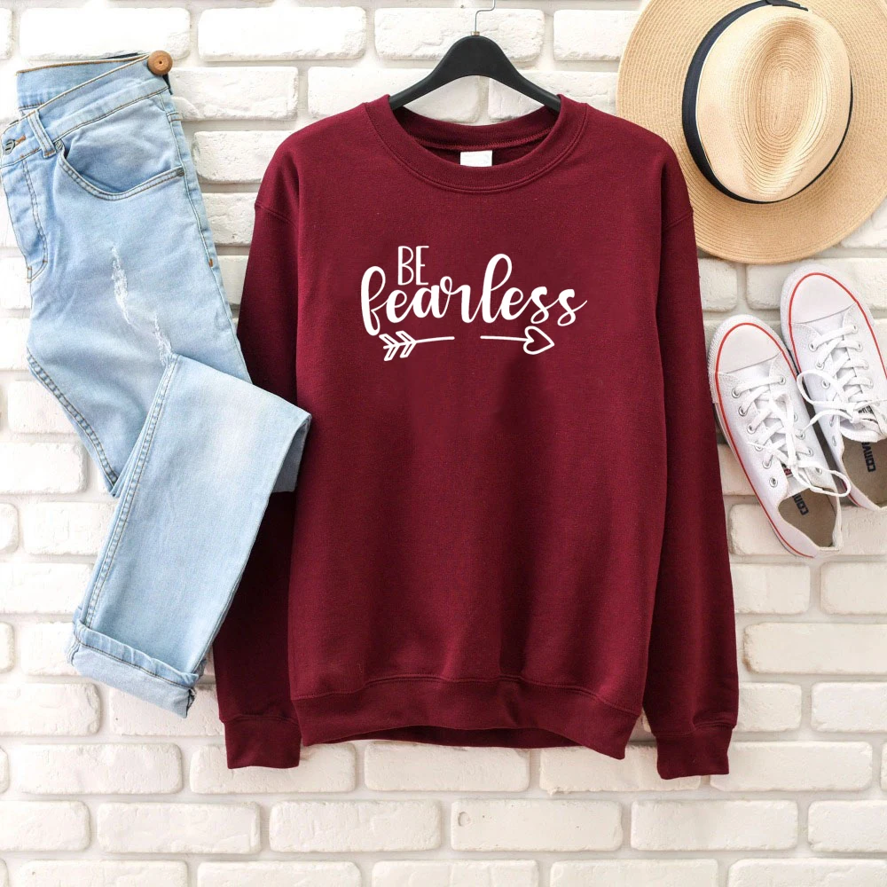 

Be fearless arrow cute graphic women fashion quote slogan young hipster grunge tumblr Christian Bible baptism sweatshirts tops