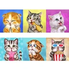 Размер: 30x30 см 5D милый кот животный принт полная алмазная живопись круглое сверло, смолы Стразы рисунок Сделай Сам домашний мозаичные украшения подарок