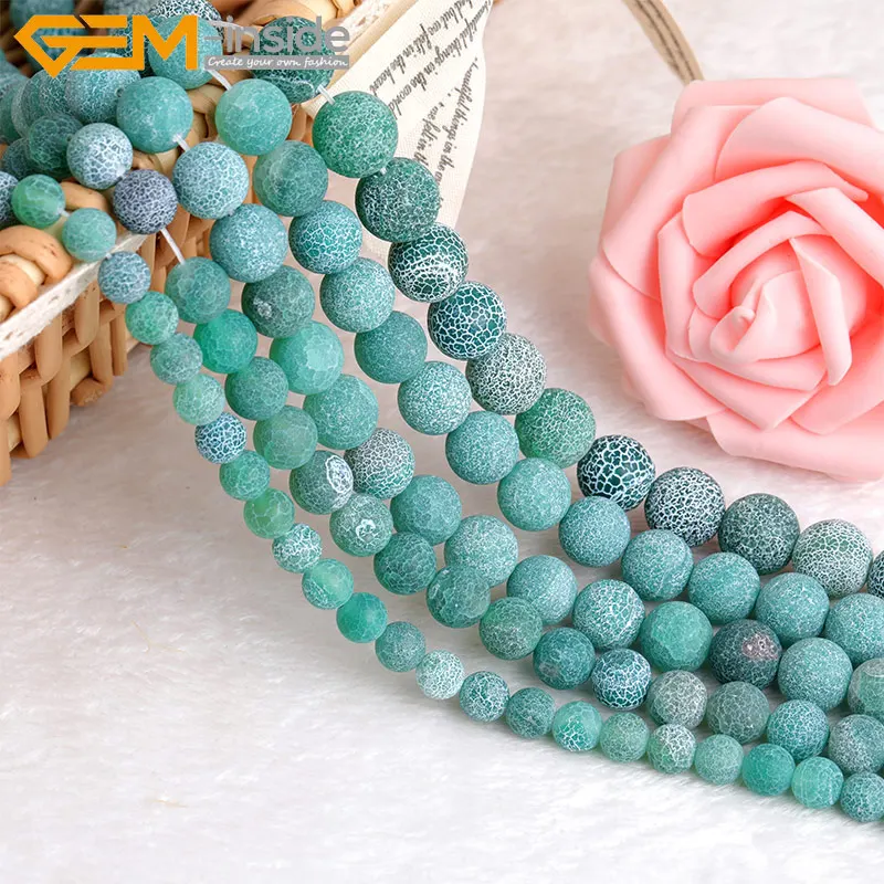 Натуральные зеленые матовые бусы из камня Агата для изготовления ювелирных