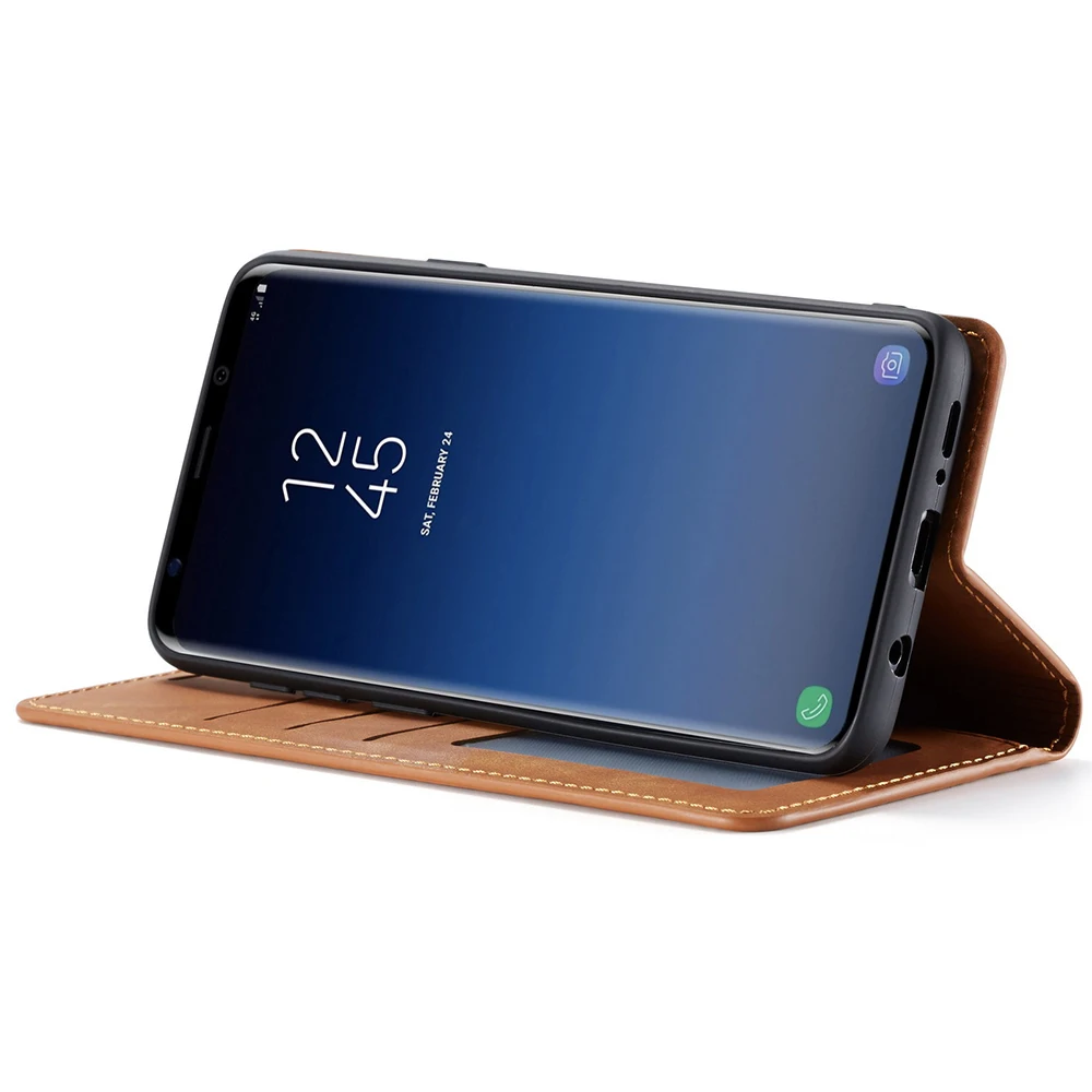LAPOPNUT Матовый кожаный чехол кошелек для Samsung Galaxy S9 Plus S10 5G S10E Note 9 мужской флип
