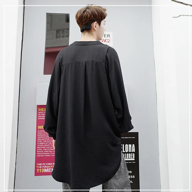 Осенняя свободная Корейская универсальная мужская модная рубашка с длинным