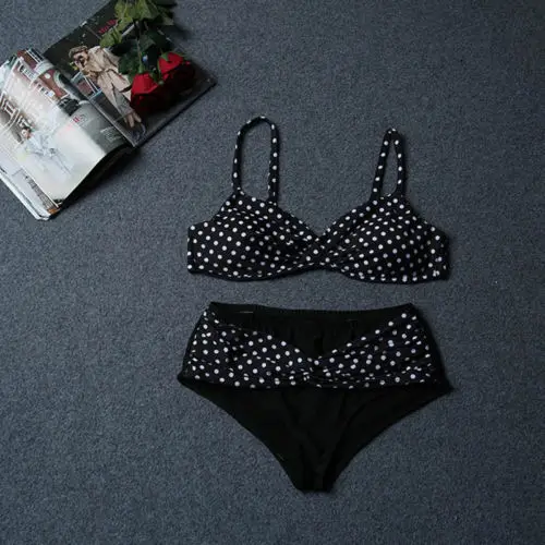 Большой сексуальный женский купальник в горошек большого размера с