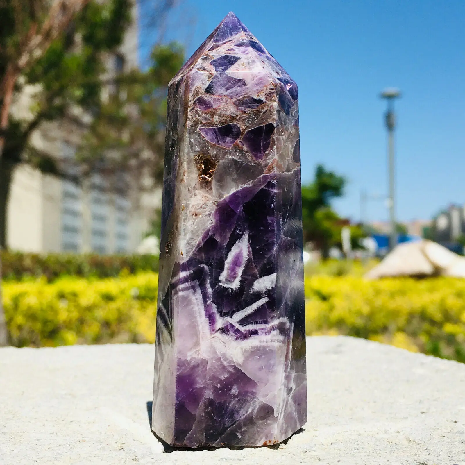 natural Dream amethyst obelisk quartz crystal wand point healing