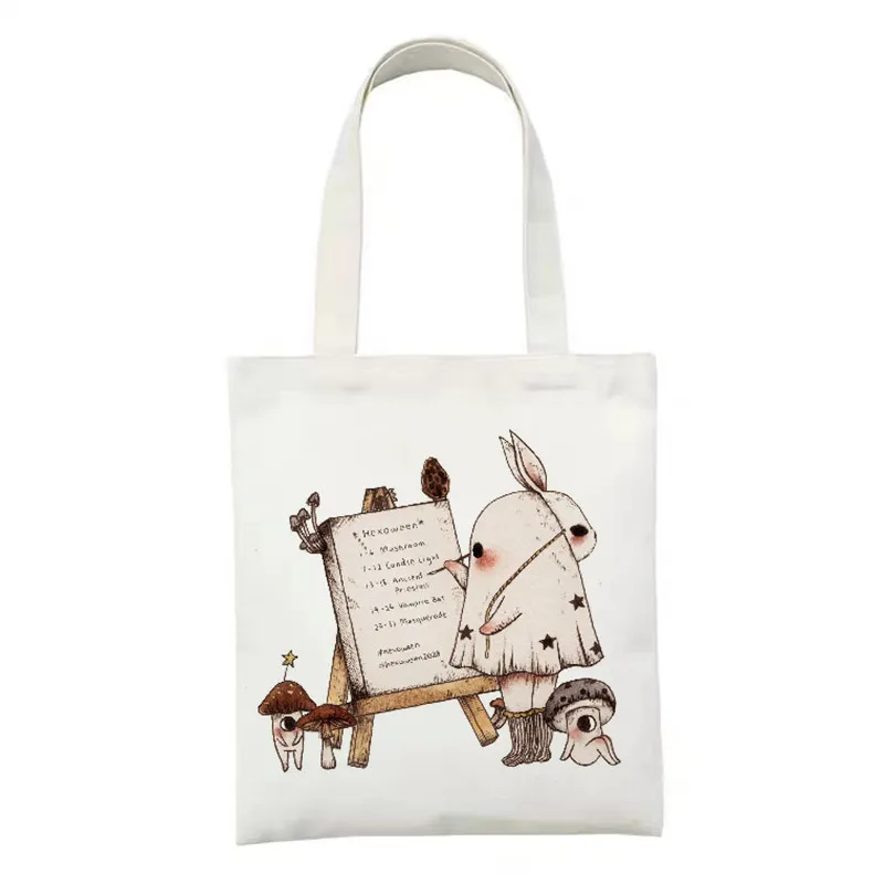 

Fashion Shoulder Ladies Bags Shopper Kawaii Printing Female Women Canvas Print Bag Tote Reusable Grocery Bags Students Book Bag