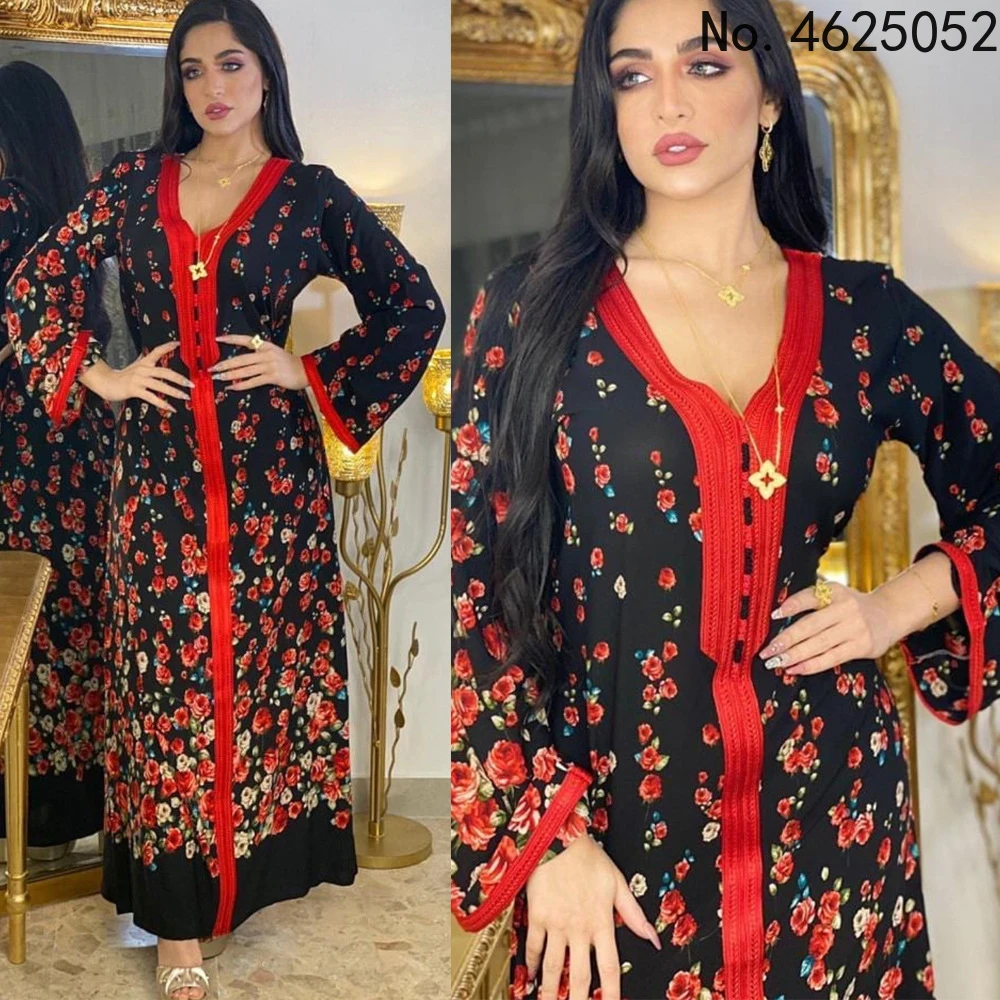 Длинное женское платье Djellaba красная Abaya в арабском стиле мусульманское для
