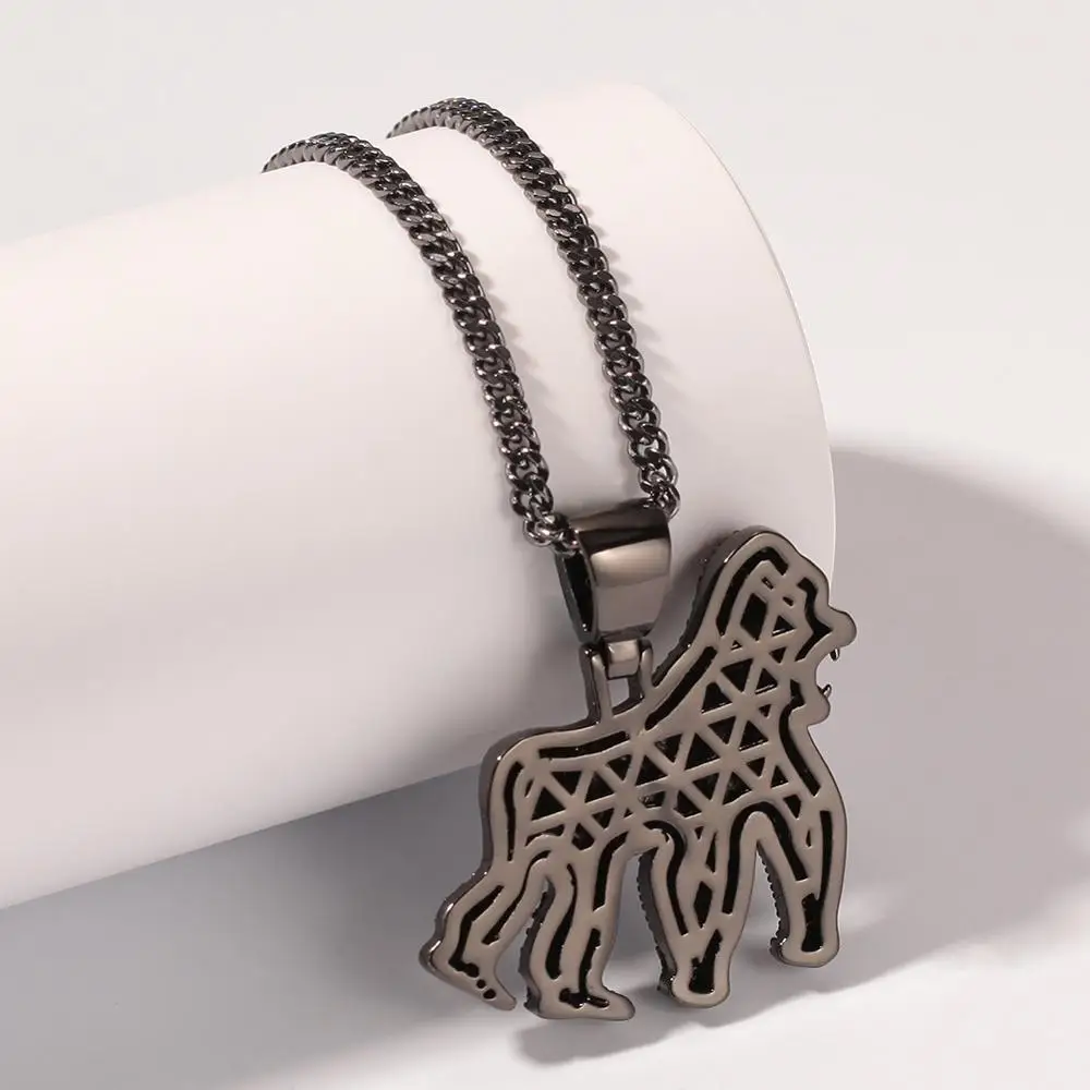 Ожерелье King Kong полностью AAA CZ Циркон Bling Iced Out животное Горилла Подвески ожерелье