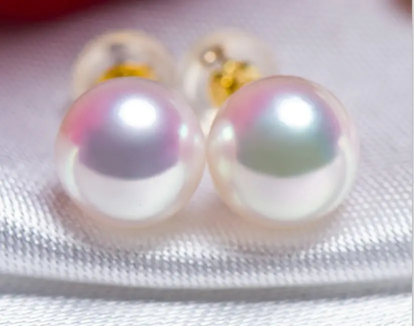 

wb002 AAA natural 9-10mm Australian south sea white pearl pearl earrings