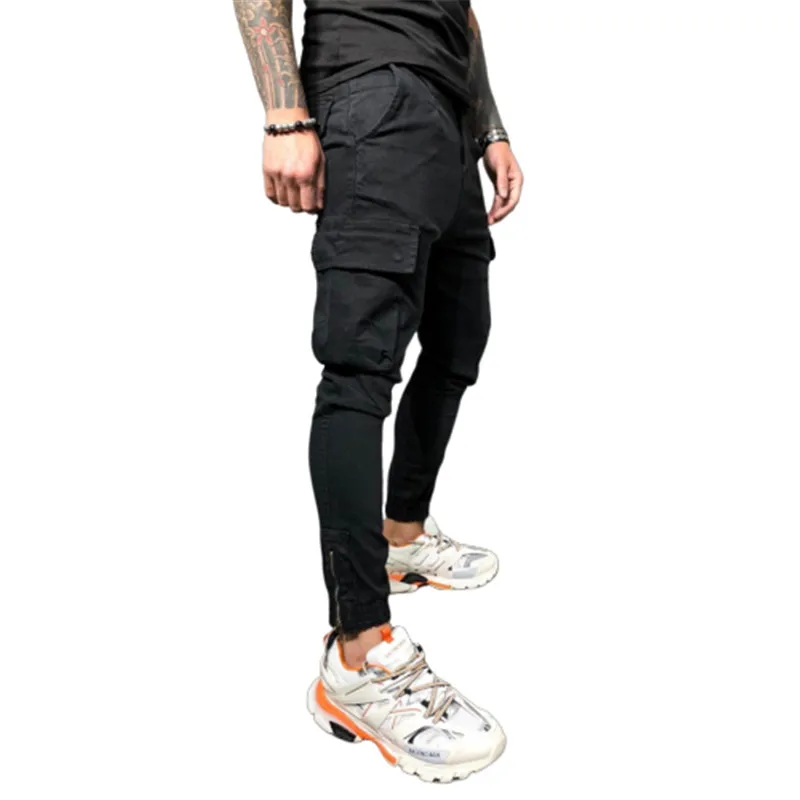 Мужские спортивные брюки в стиле сафари облегающие с карманами Длинные