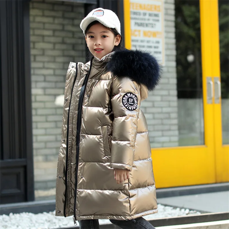 

Children's Down Coat Winter Boys Girls Cotton-padded Parka & Coats Thicken Warm Long Jackets Toddler Kids No wash Outerwear 2021