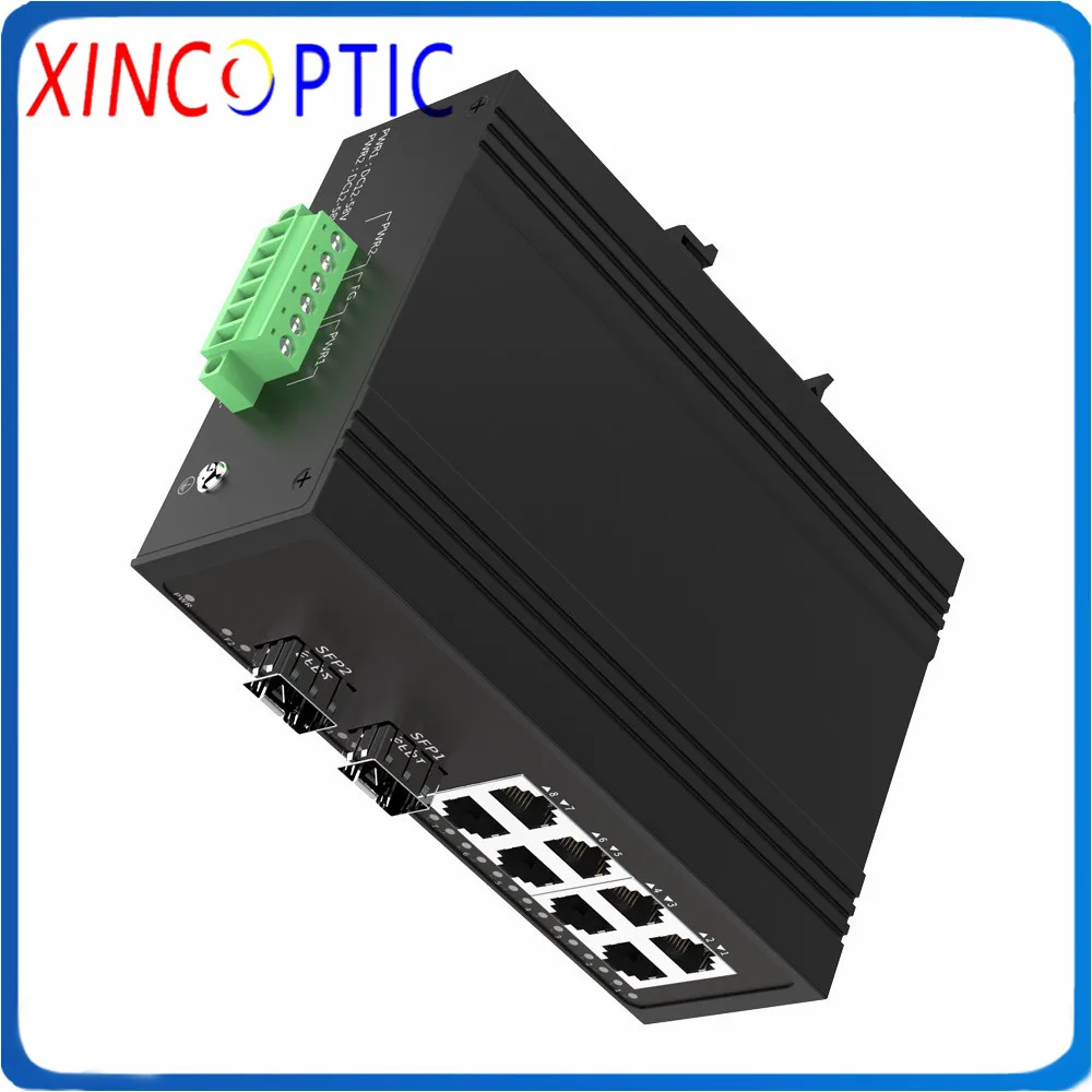 2SFP + 8RJ45 10/100/1000M 2 волокна и за исключением SFP 10-портового Din-рейки промышленный