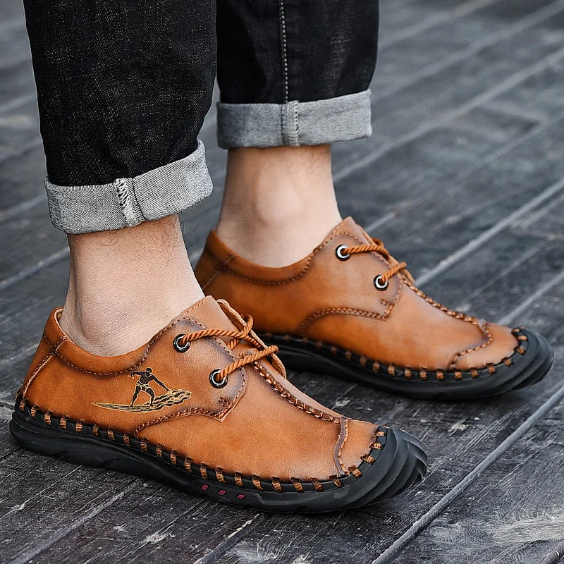 New Mens Shoes Casual Sneakers Men Soft Comfortable Walking Male Summer Hiking Fashion Outdoor Leather For | Обувь