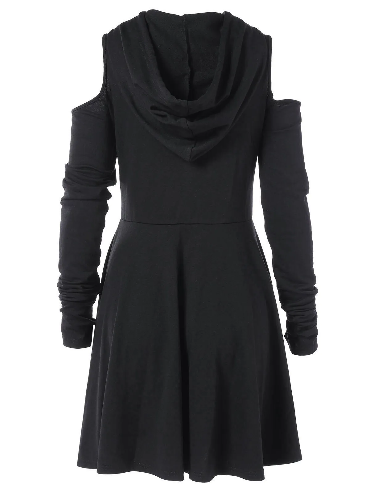 Женское платье с капюшоном Goth повседневное однотонное плиссированное в