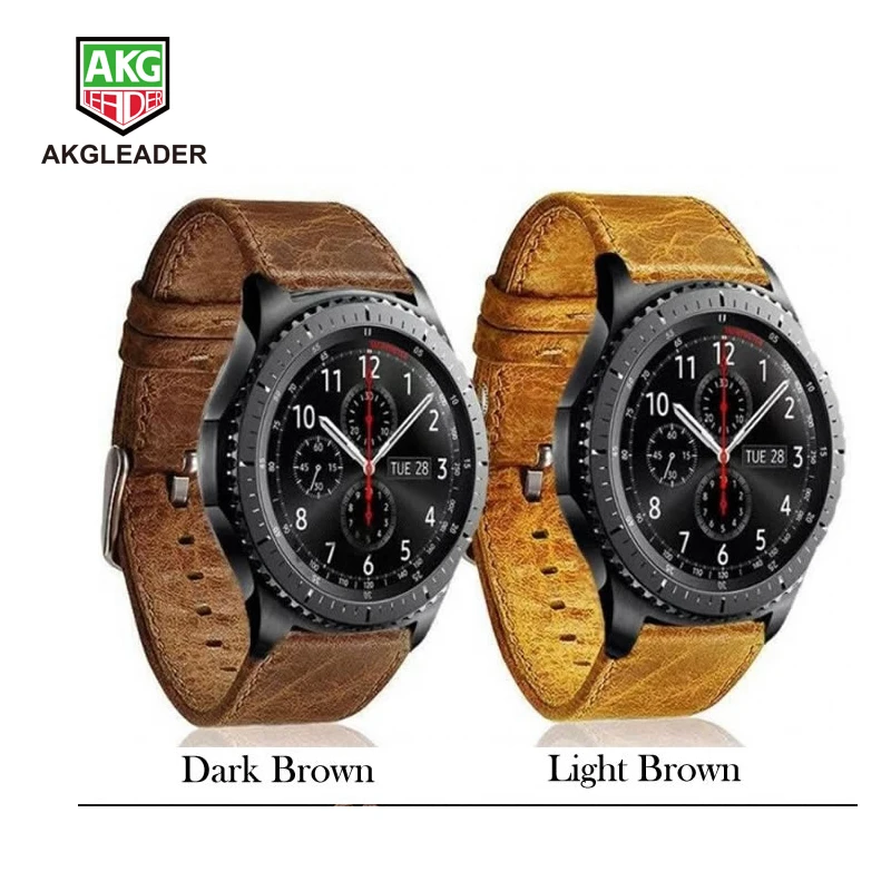 Ремешок AKGLEADER из натуральной кожи для Samsung Galaxy Watch 46 мм Gear S3 Writs браслет Huawei GT 22