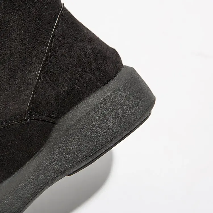 Aleafalling/женские зимние ботинки женские мотоциклетные из флока и мягкой кожи