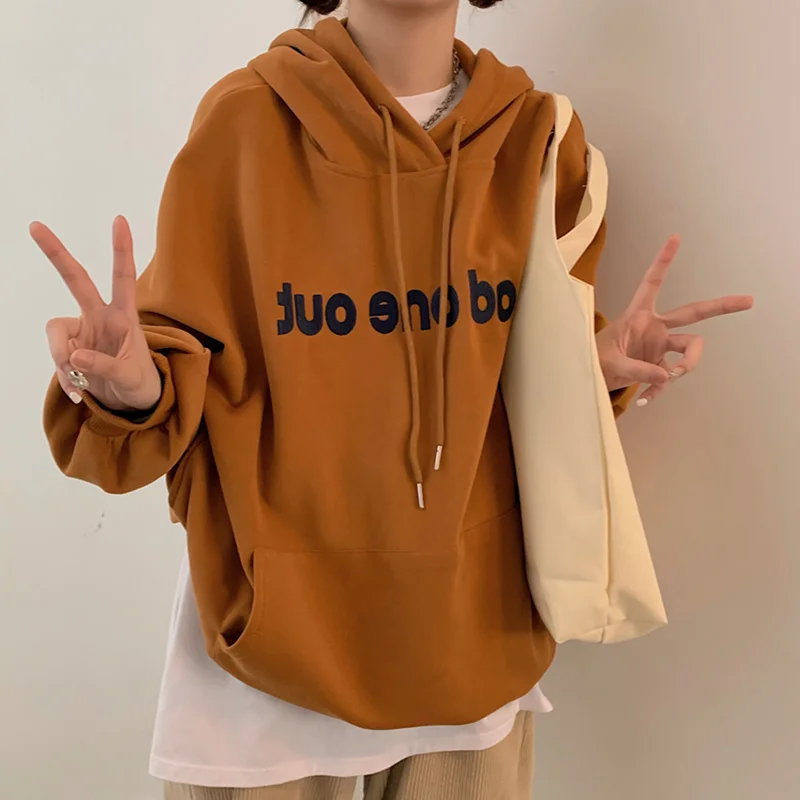 

Популярный женский свитер Cec осень-зима корейский стиль бойфренд стиль плюс бархатная утепленная куртка с капюшоном свободная