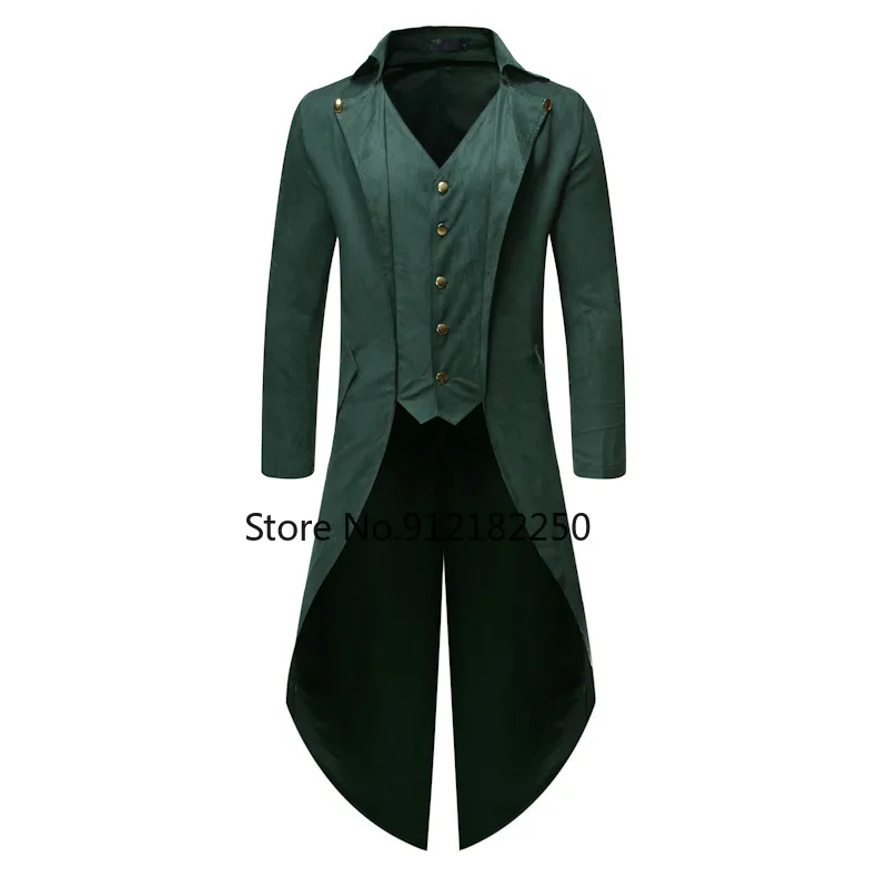 Мужское черное пальто в стиле стимпанк Средневековая готическая куртка мужское