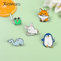 frog dinosaur penguin rabbit fox enamel pins wholesale animal brooches jacket backpack accessories badge jewelry gift friend