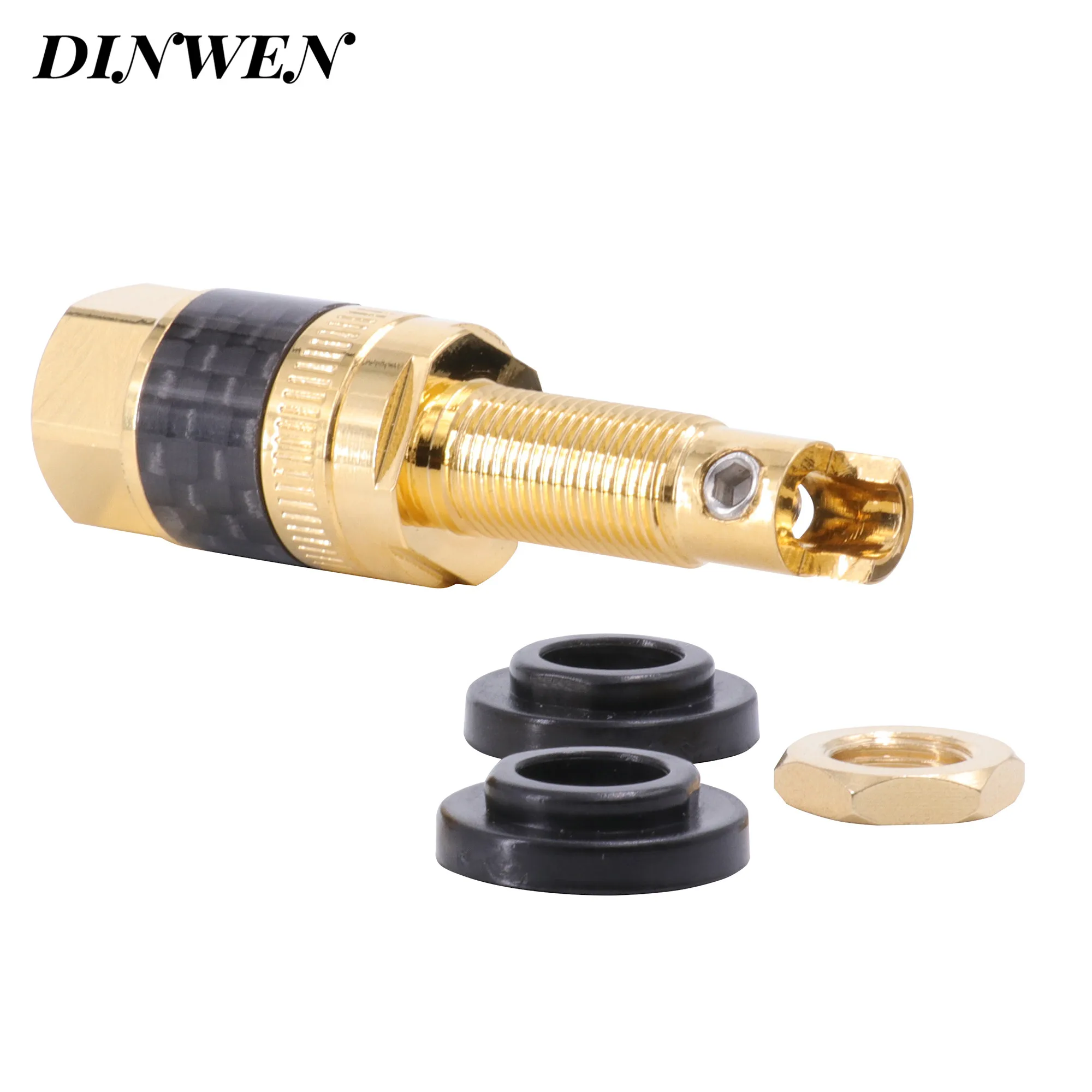 

EIZZ 24K Gold Plated Brass AMP Speaker Binding Post Carbon Female Banana Socket Jack Terminal Connector For HIFI Audio DIY