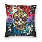 Квадратная наволочка с мексиканским сахарным черепом на Хэллоуин, домашний декор, День мертвых дней мертвых, диванные подушки, диванная подушка