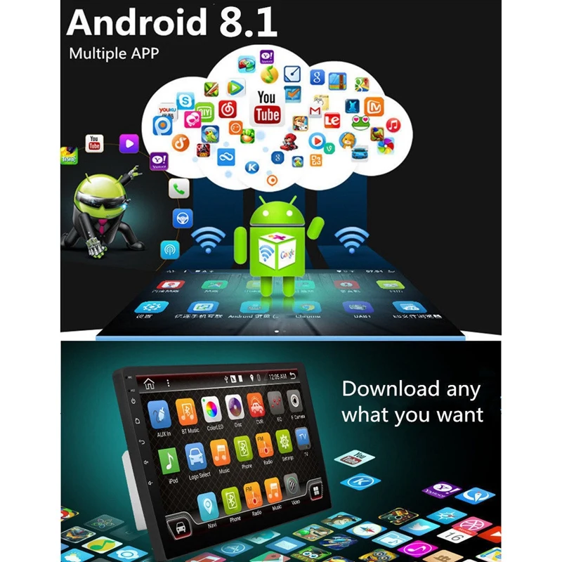 

10,1 2Din Android 8,1 Gps Wifi Mp5 16G