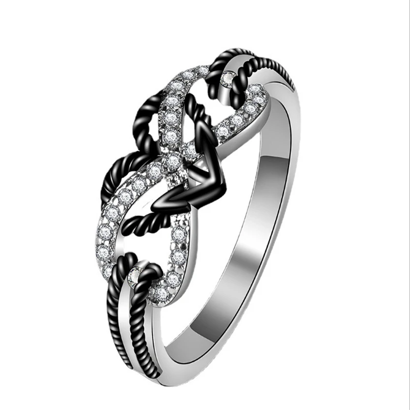 Fashion lady sterling silver natural gemstone love two-tone cross twist ring engagement wedding banquet | Украшения и аксессуары